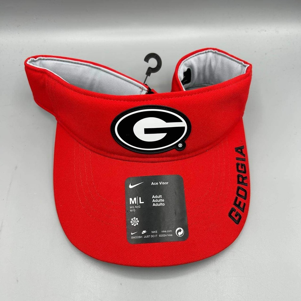 Nike Georgia Bulldogs Dri-Fit Ace Visor Hat Men M-L Red Strap Back Cap New